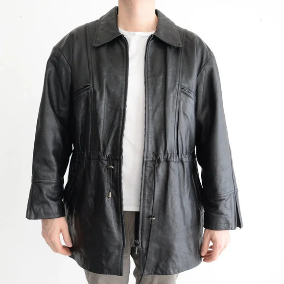 Vintage Danier Black Zip  Up 100% Leather Jacket Size Medium - Picture 2 of 14